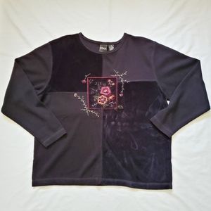 Embroidered patchwork top